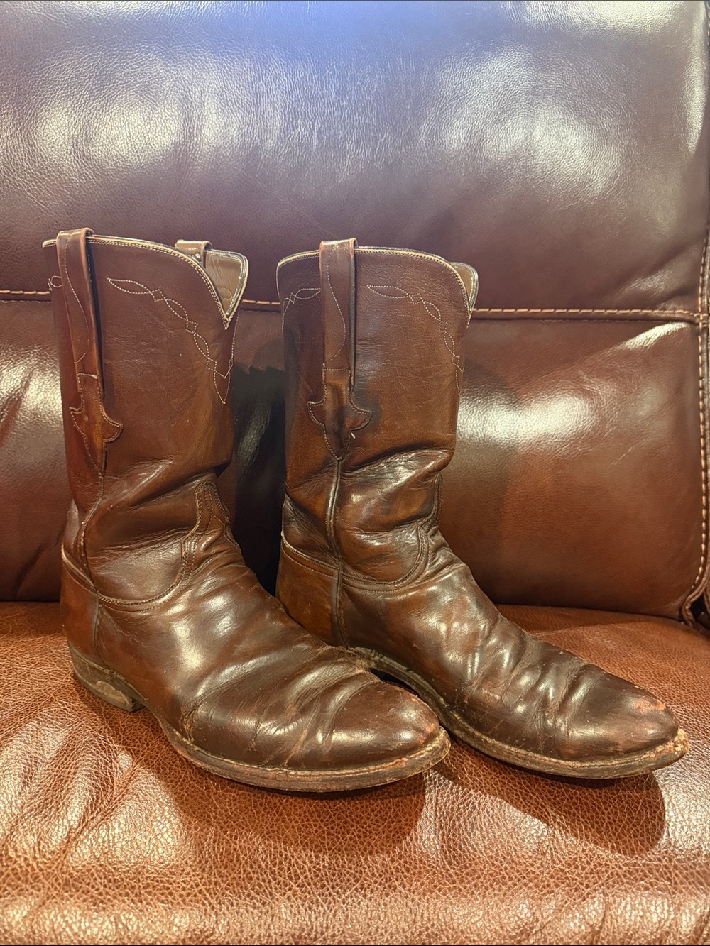 Lucchese Brown Leather Cowboy Boots